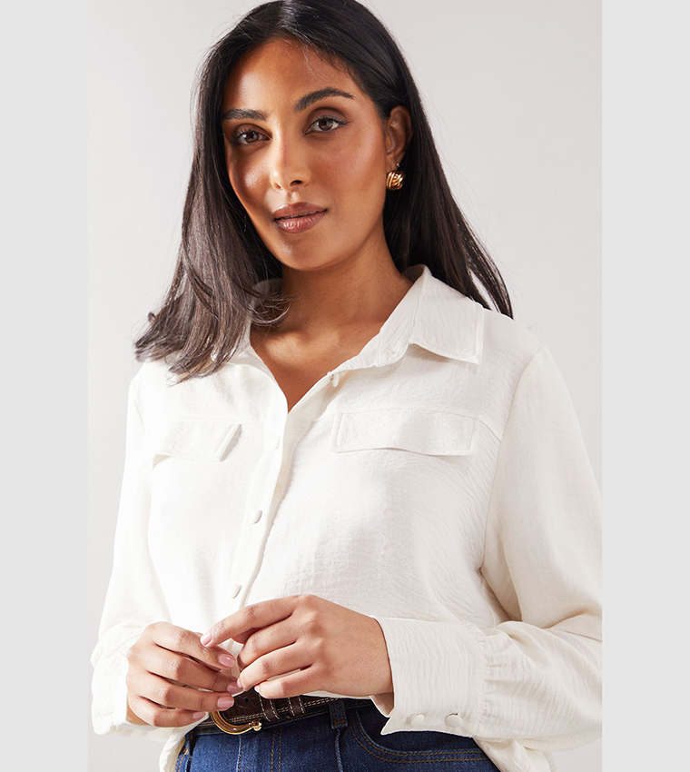 Petite Solid Long Sleeves Shirt