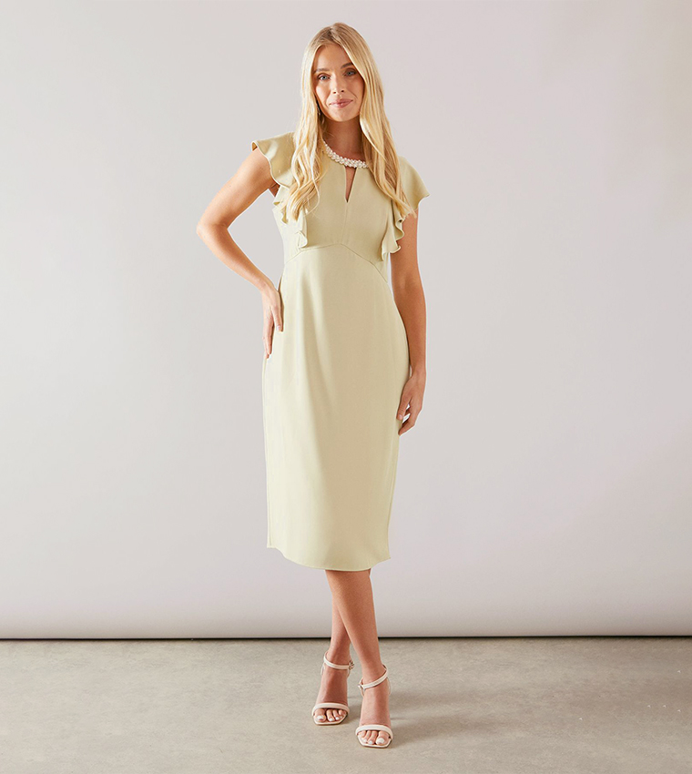 Petite Bead Detail Pencil Midi Dress