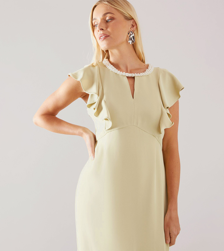 Petite Bead Detail Pencil Midi Dress