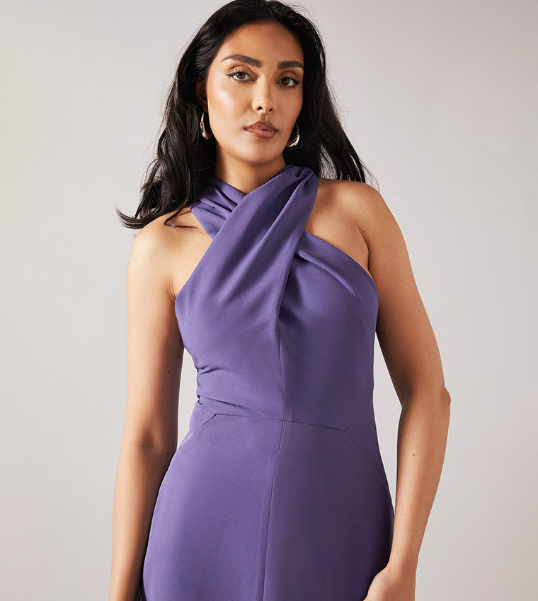 Halter Neck Petite Lilac Dress Buy Wallis Petite Crepe Halter Neck
