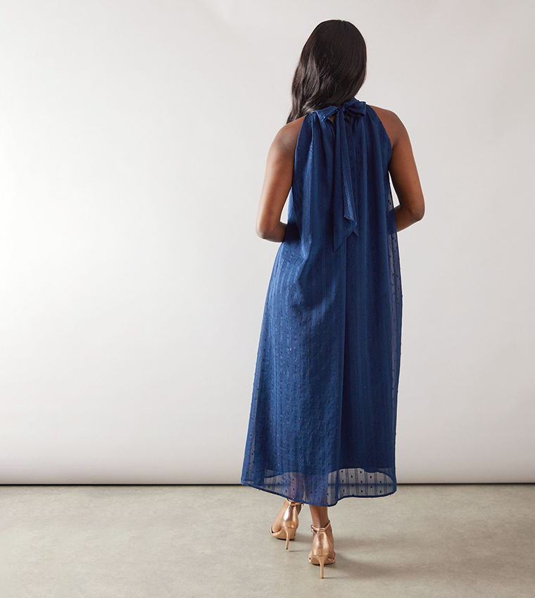 Floral Print Organza Halterneck Midaxi Dress