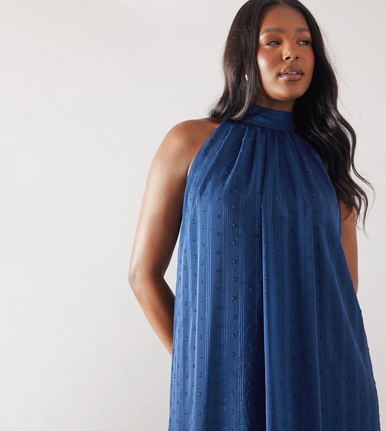 Floral Print Organza Halterneck Midaxi Dress
