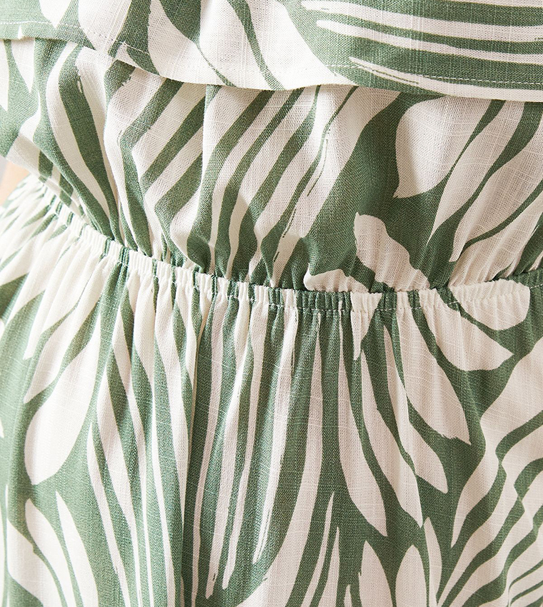 Abstract Print Off Shoulder Midaxi Dress