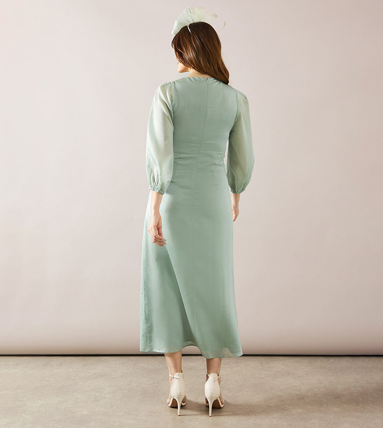 Viscose Twist 3/4th Sleeves Midaxi Dress