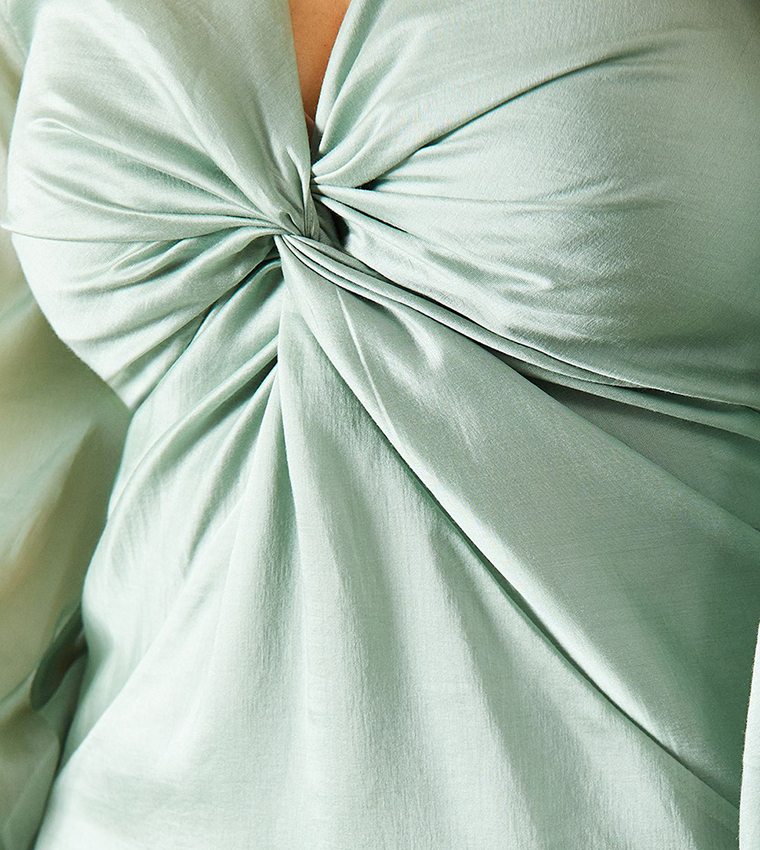 Viscose Twist 3/4th Sleeves Midaxi Dress