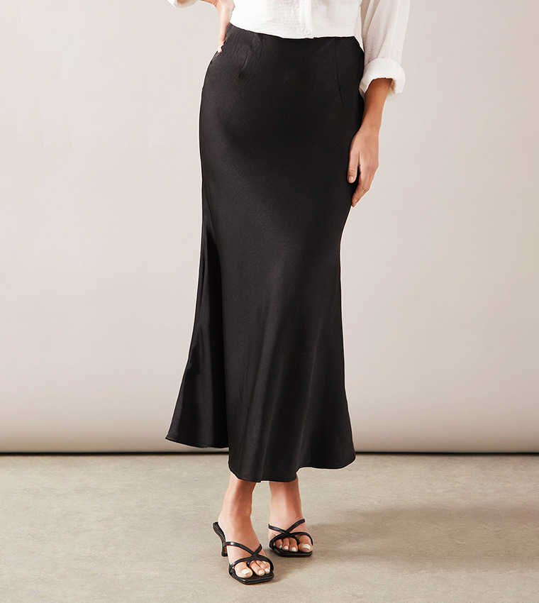 Petite Satin Bias Cut Midi Skirt