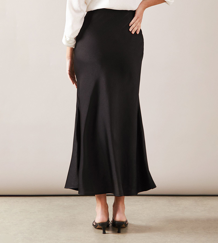 Petite Satin Bias Cut Midi Skirt