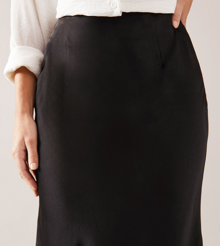 Petite Satin Bias Cut Midi Skirt