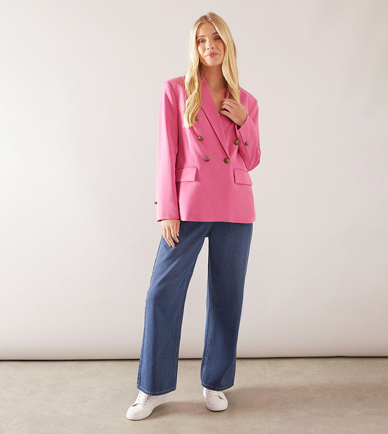 Petite Military Button Double Breasted Blazer