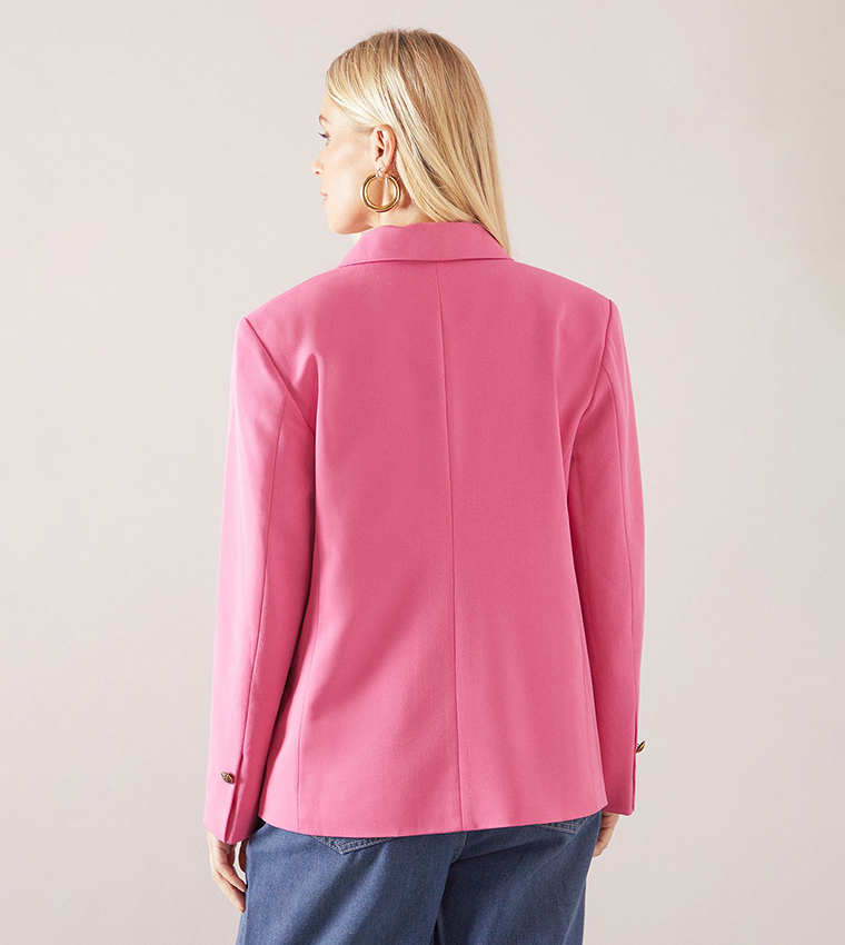 Petite Military Button Double Breasted Blazer