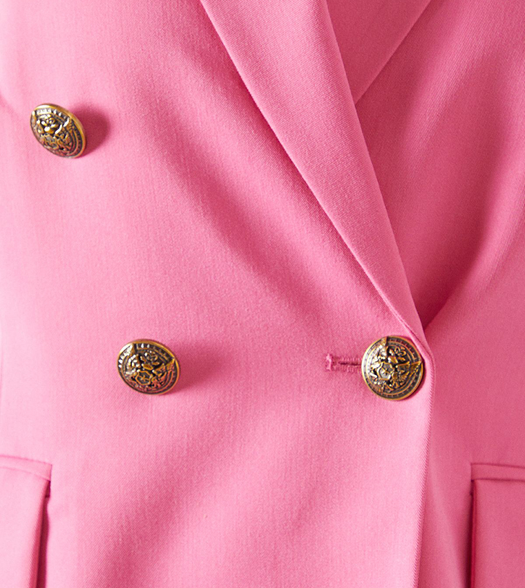 Petite Military Button Double Breasted Blazer
