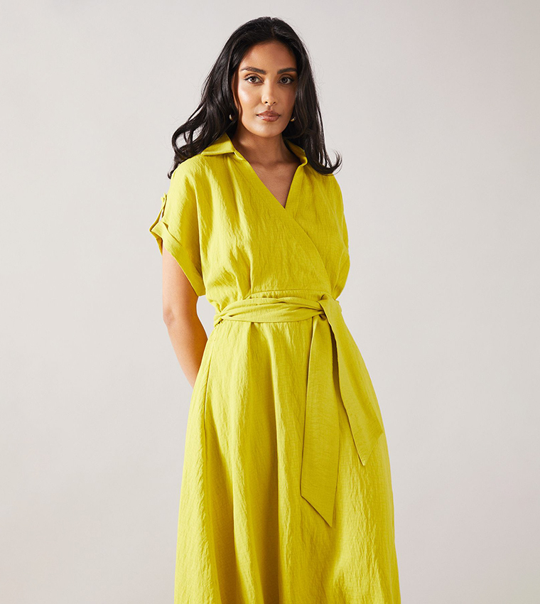 Petite Front Tie Shirt Midi Dress