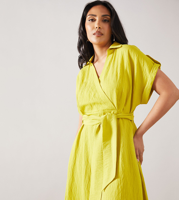 Petite Front Tie Shirt Midi Dress