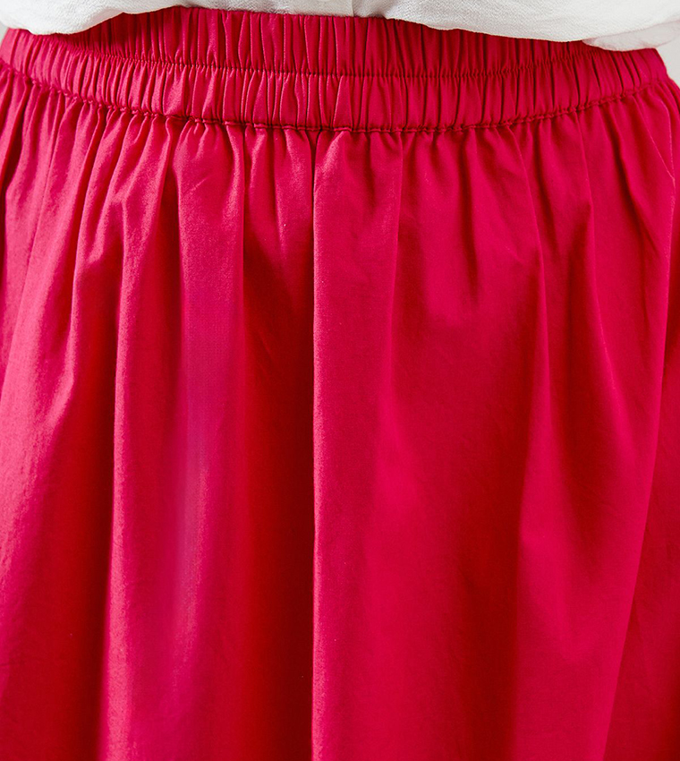 Elastic Waist Ruffle Hem Midaxi Skirt
