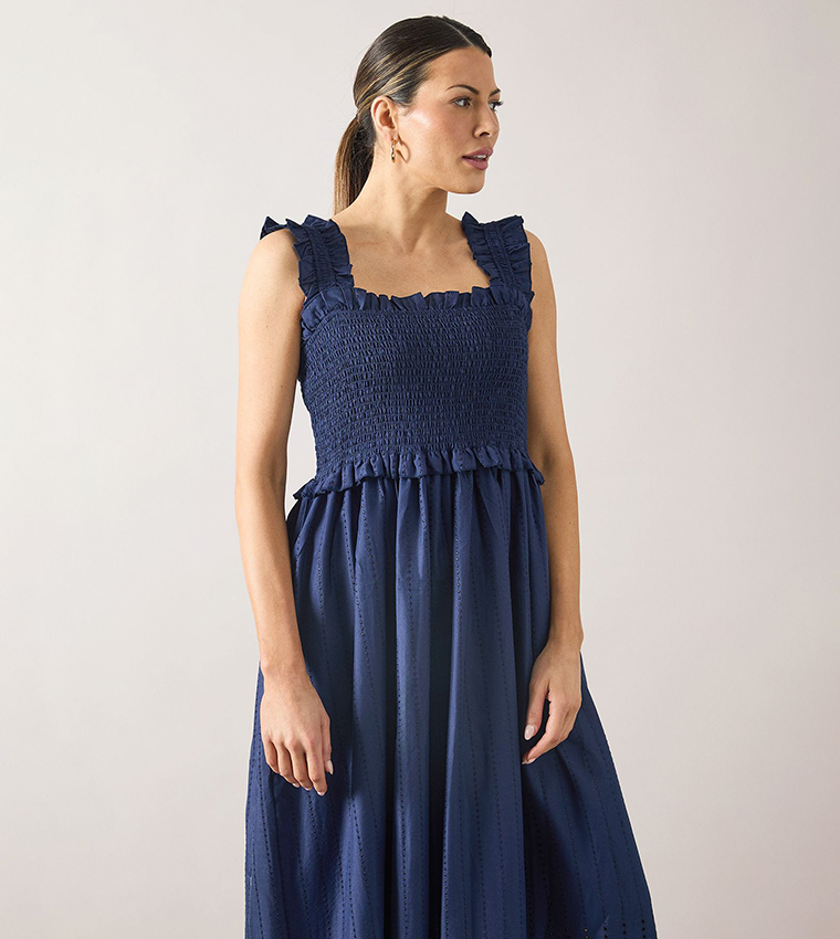 Broderie Ruffle Midi Dress