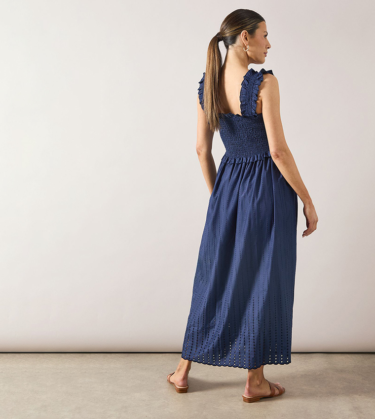 Broderie Ruffle Midi Dress