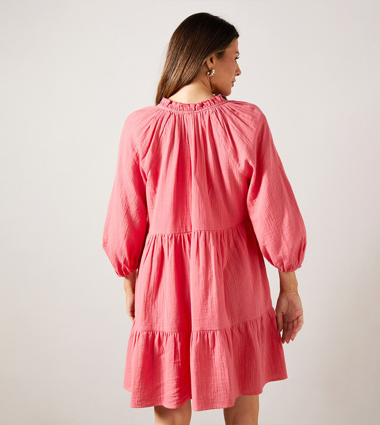 Textured Tiered Smock Dress