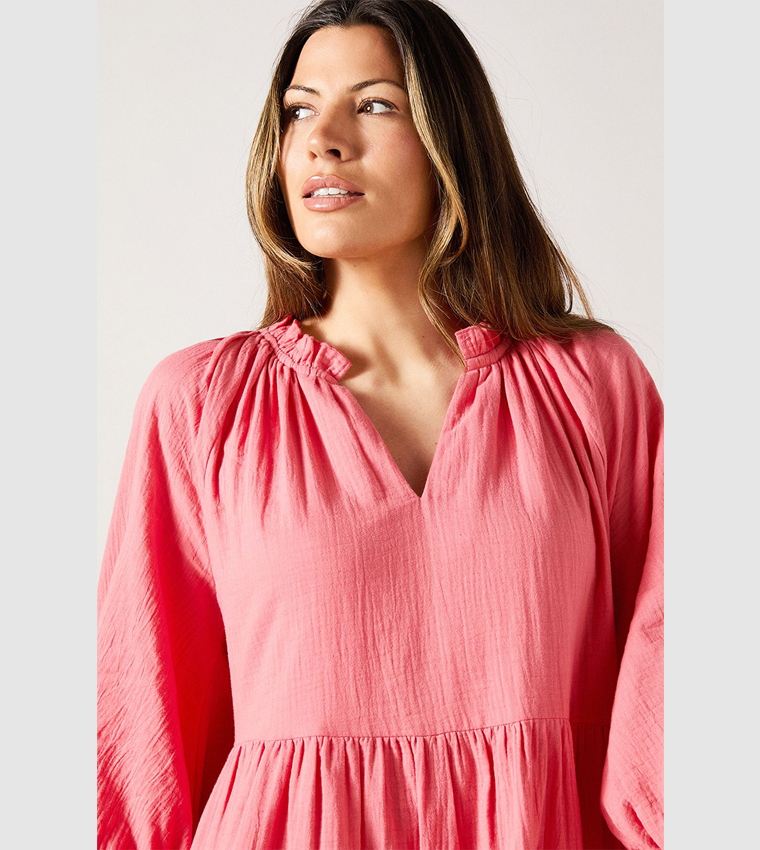 Textured Tiered Smock Dress