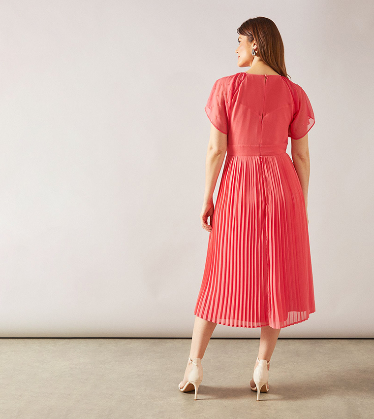 Embellished Cape Sleeves Midi Dress