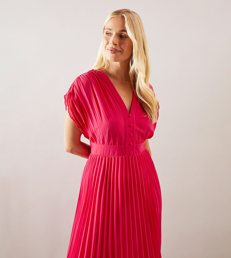 Petite Pleated Chiffon Midi Dress