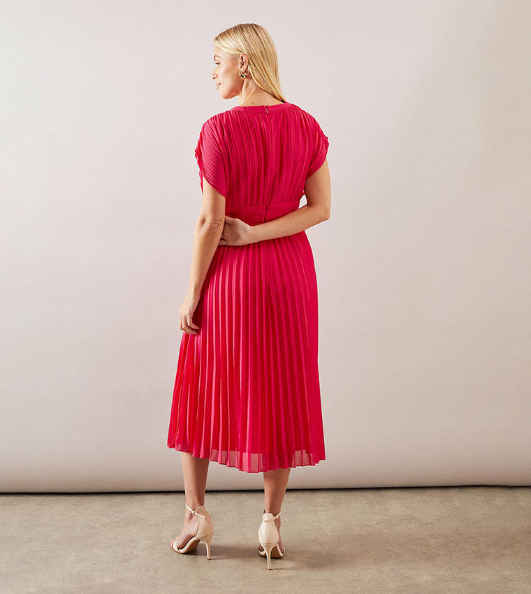 Petite Pleated Chiffon Midi Dress
