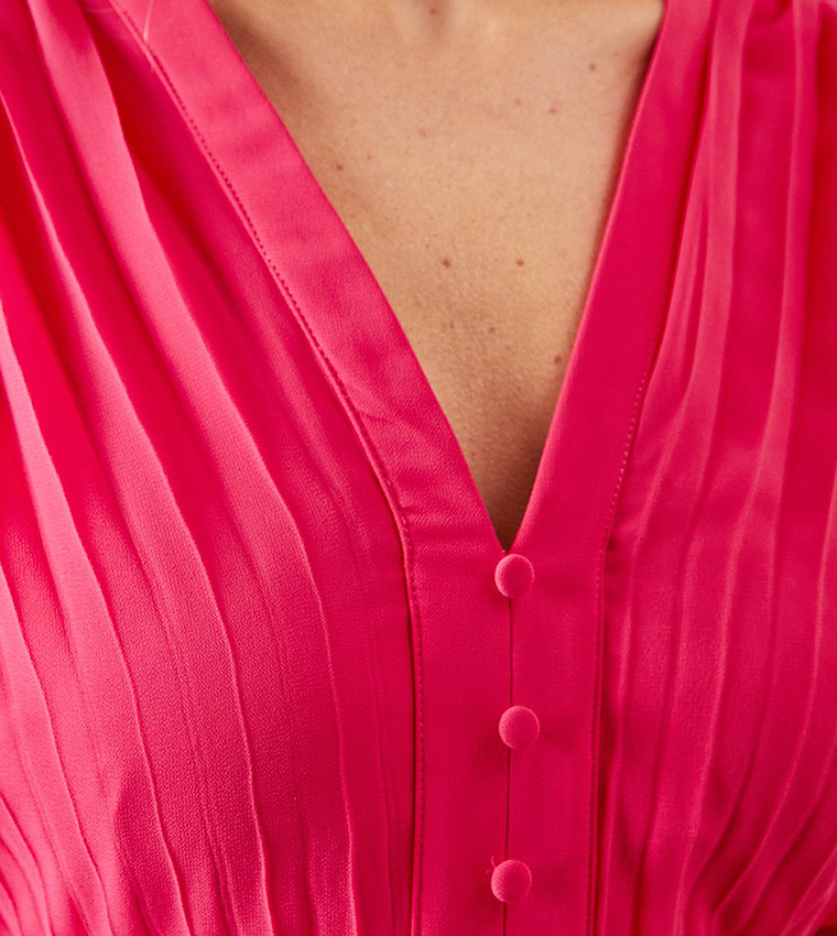Petite Pleated Chiffon Midi Dress