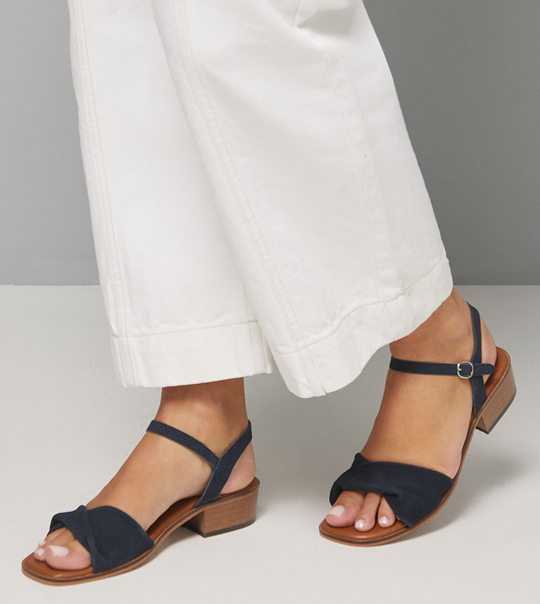 Dulcie Suede Twist Front Low Block Heel Sandals