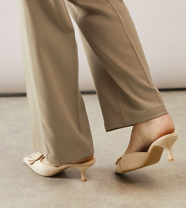 Dakota Faux Suede Buckle Detail Mule Pumps