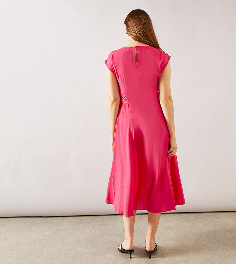 فستان ميدي فيسكوز بربطة خصر 