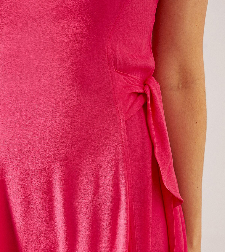 فستان ميدي فيسكوز بربطة خصر 