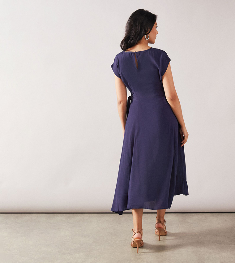 Petite Viscose Tie Waist Midaxi Dress
