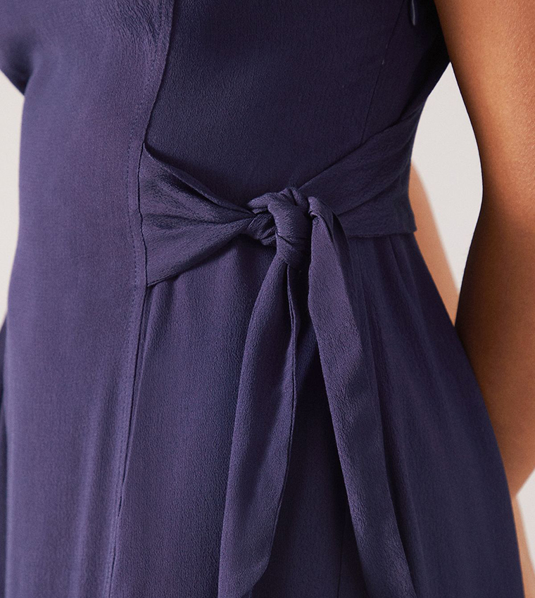 Petite Viscose Tie Waist Midaxi Dress