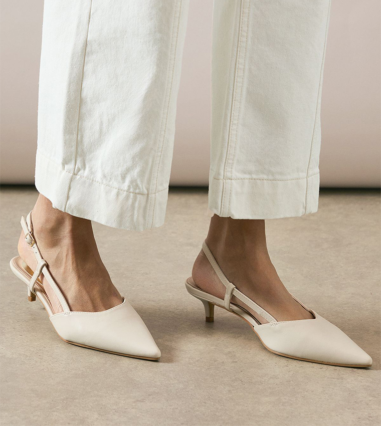 Sapphira Faux Leather Pointed Toe Slingback Pumps