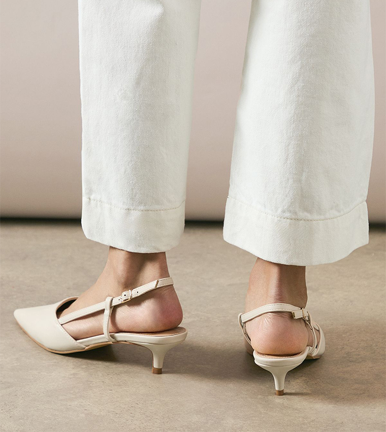 Sapphira Faux Leather Pointed Toe Slingback Pumps