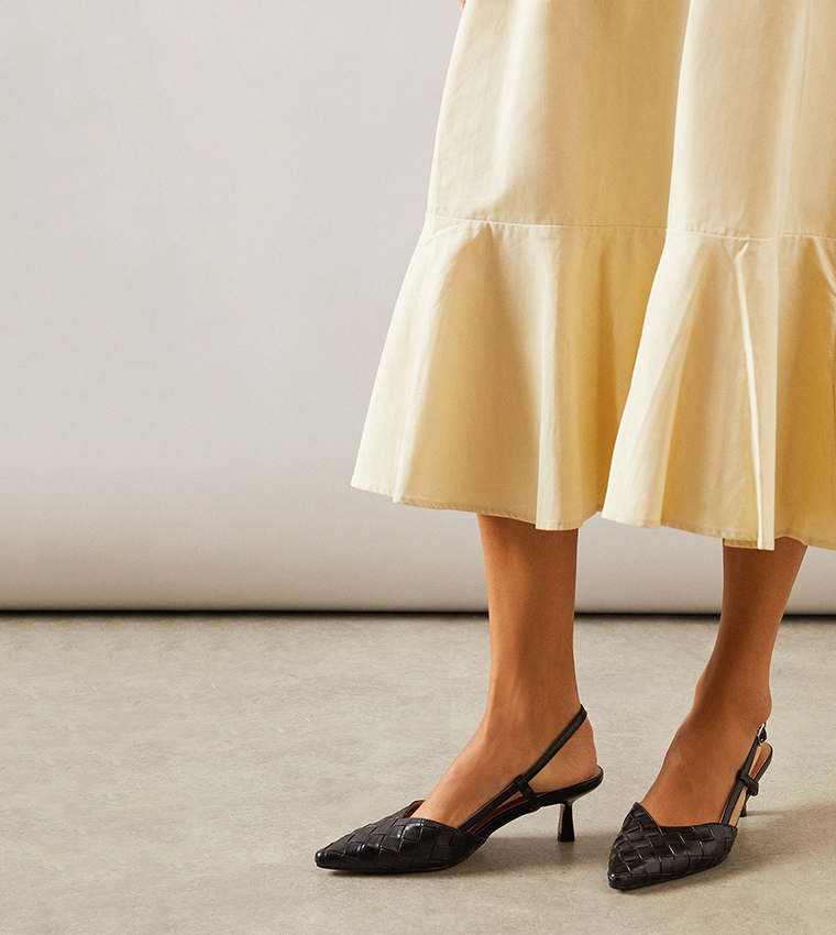 Sapphira Faux Leather Embossed Kitten Heel Slingback Pumps