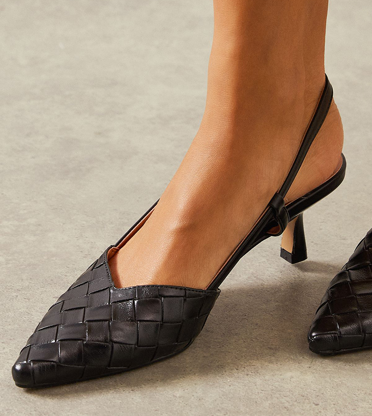 Sapphira Faux Leather Embossed Kitten Heel Slingback Pumps