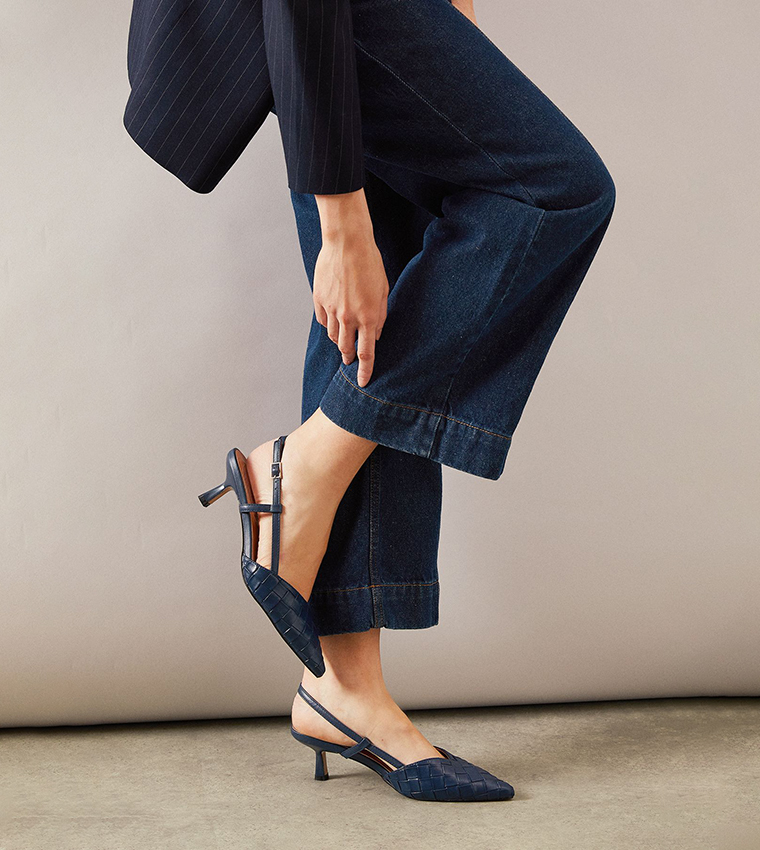 Sapphira Faux Leather Embossed Kitten Heel Slingback Pumps