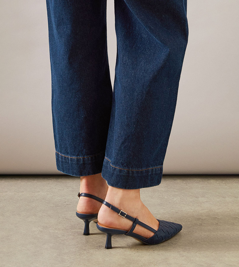 Sapphira Faux Leather Embossed Kitten Heel Slingback Pumps