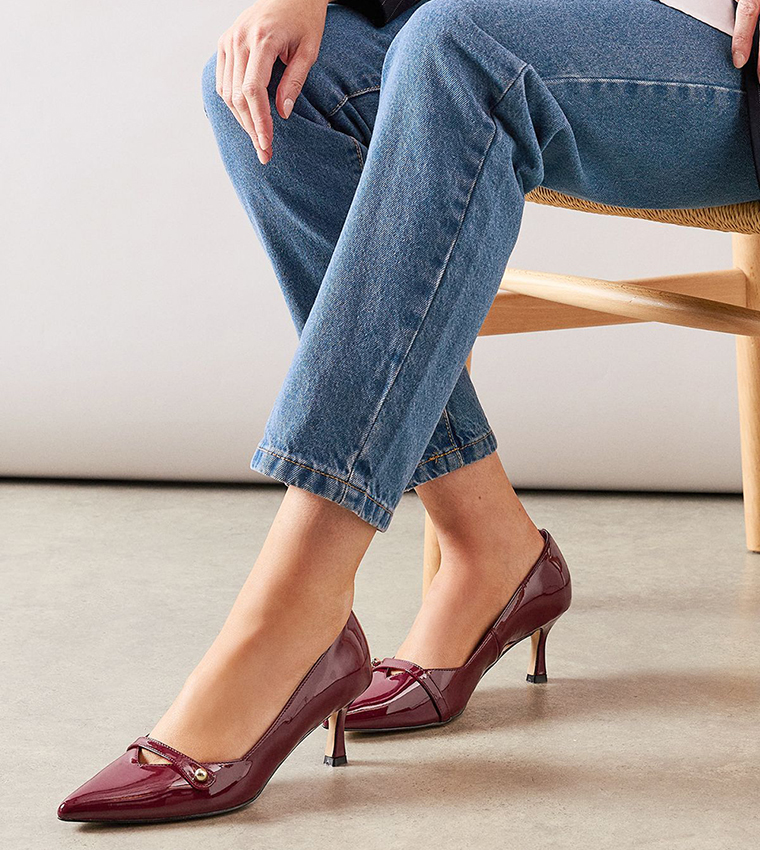 Denise Faux Patent Leather Mary Jane Stiletto Heel Pumps