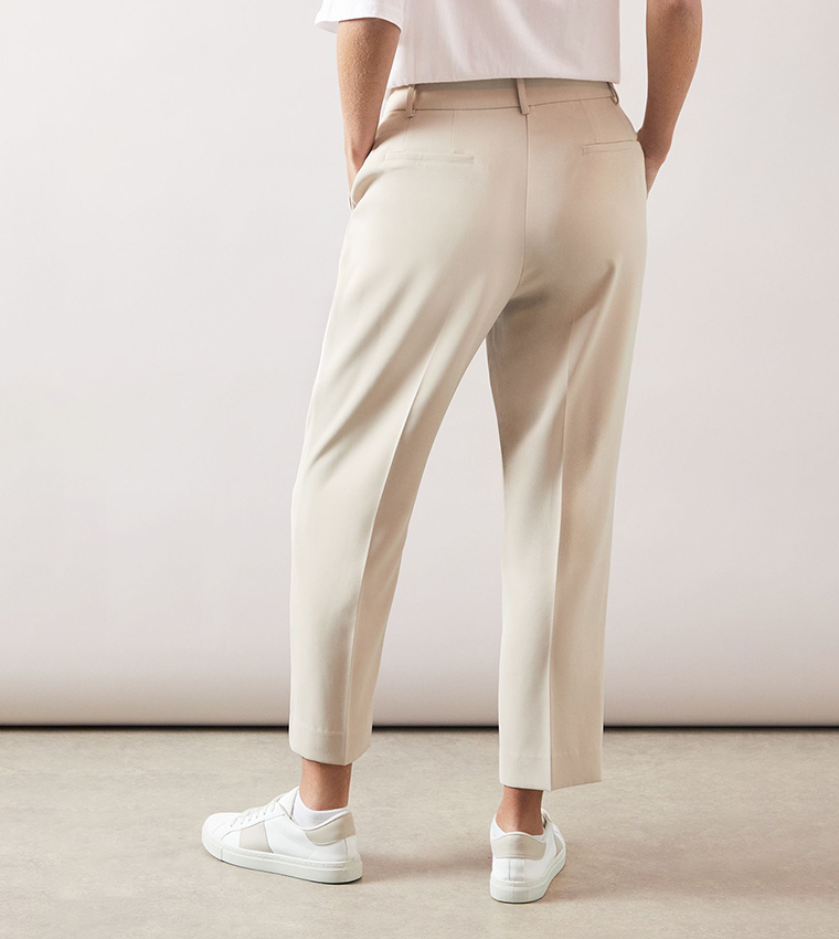 Petite Button Detail Tapered Trousers