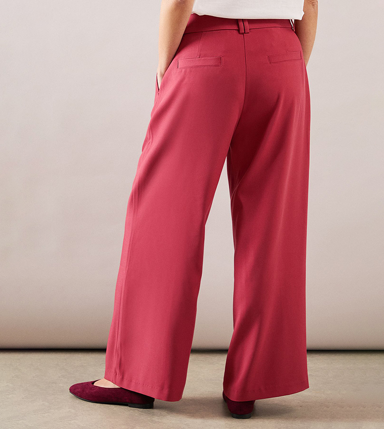 Petite Belt Loop Detail Wide Leg Trousers