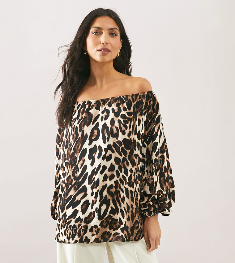 Leopard Print Bardot Top