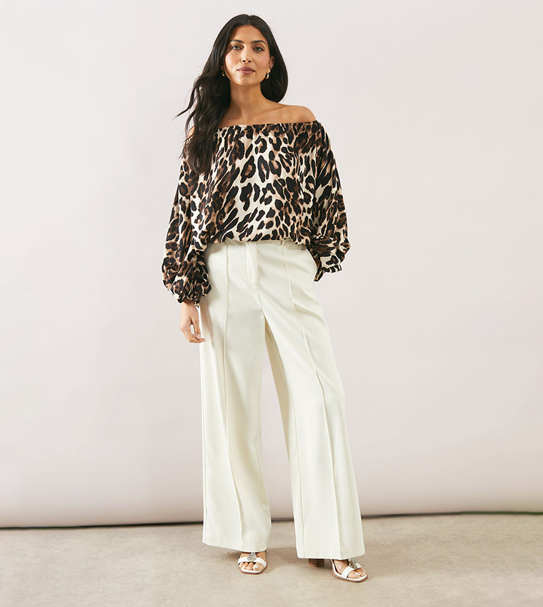 Leopard Print Bardot Top