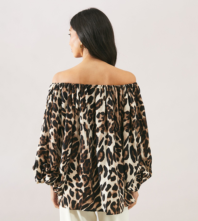 Leopard Print Bardot Top