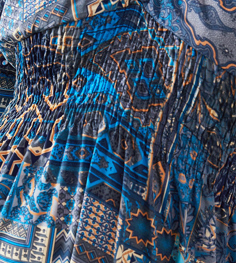 Paisley Print Trim Detail Maxi Dress