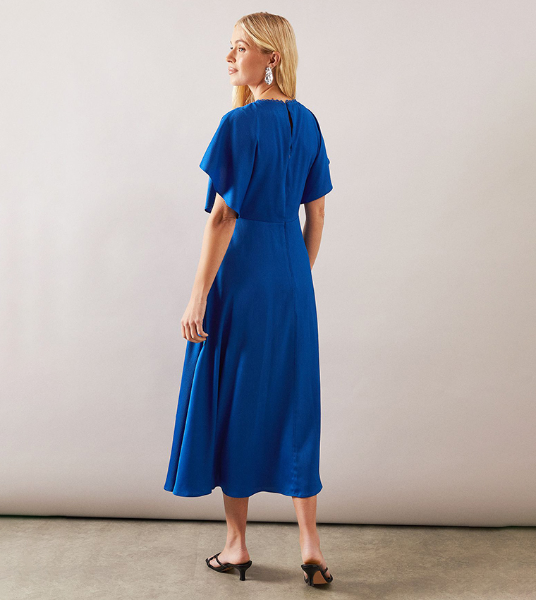 Petite Angel Sleeves Satin Dress