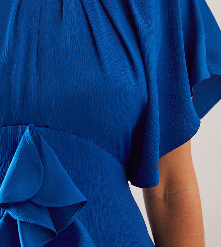 Petite Angel Sleeves Satin Dress
