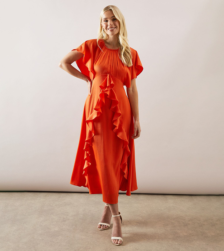 Petite Angel Sleeves Satin Dress