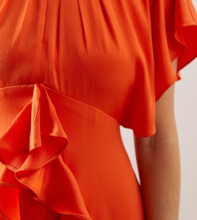 Petite Angel Sleeves Satin Dress