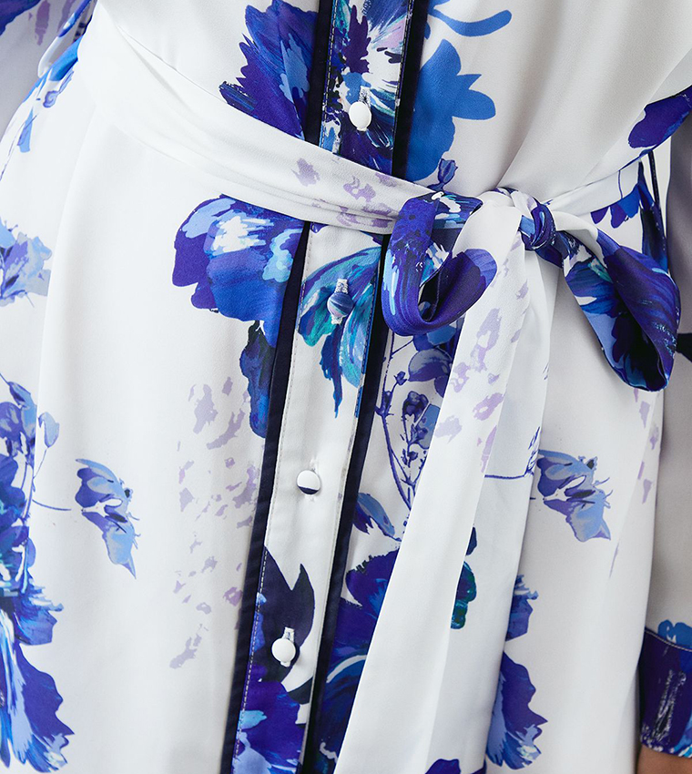 Petite Printed Belted Shirt Dress